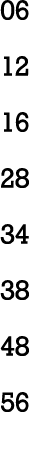 06 12 16 28 34 38 48 56