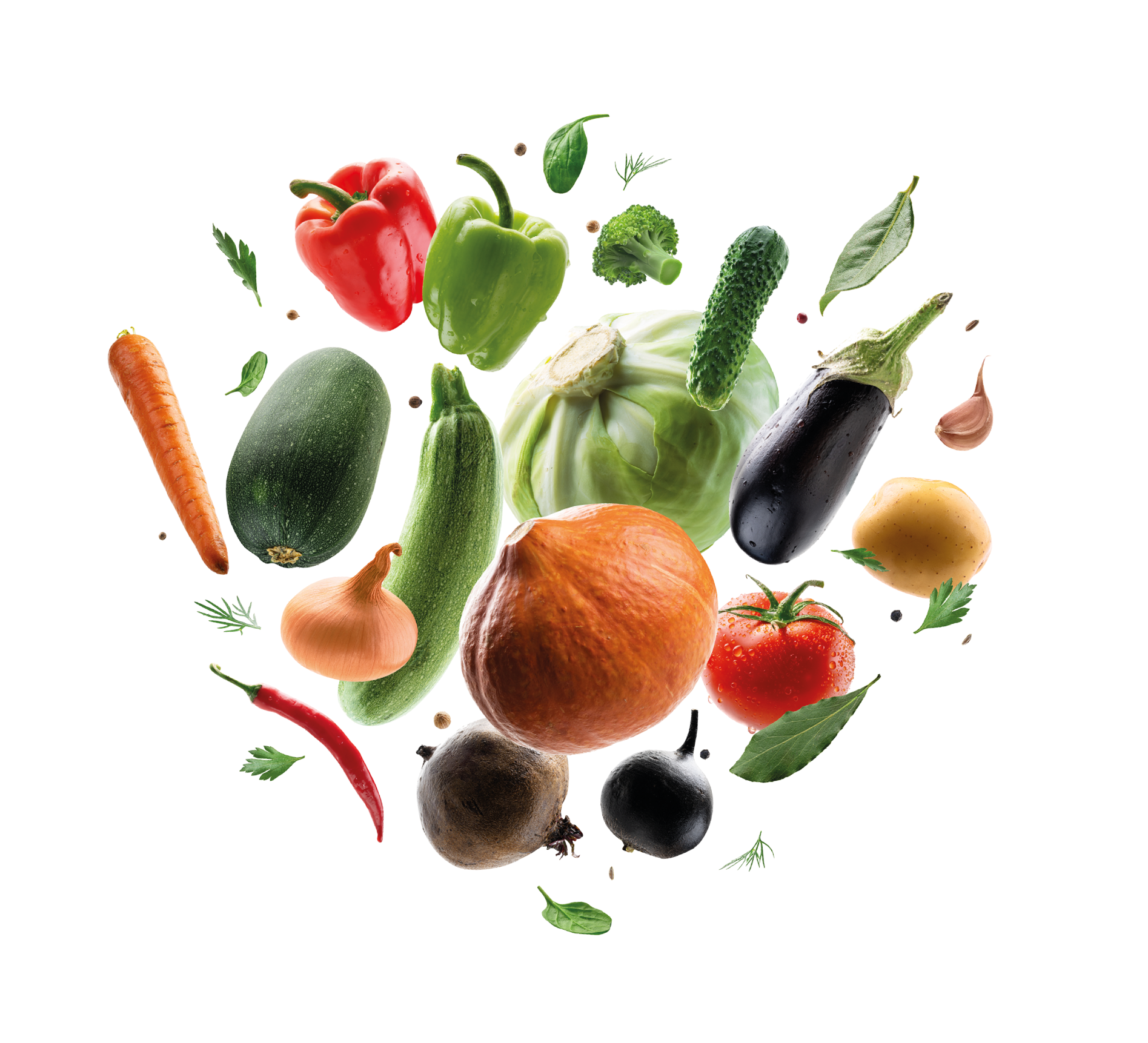 Large set of isolated vegetables on a white background.