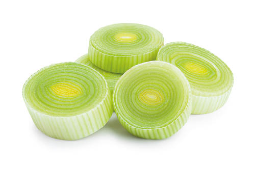 sliced Leek vegetable isolated on white background