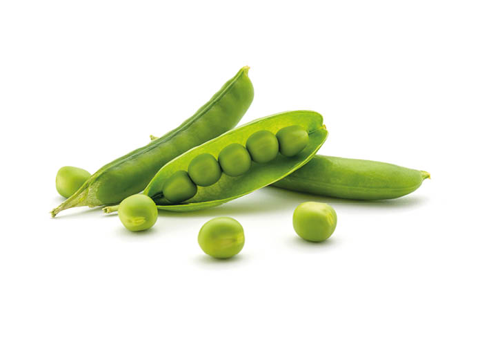 Photo of beautiful green peas isolated on white background