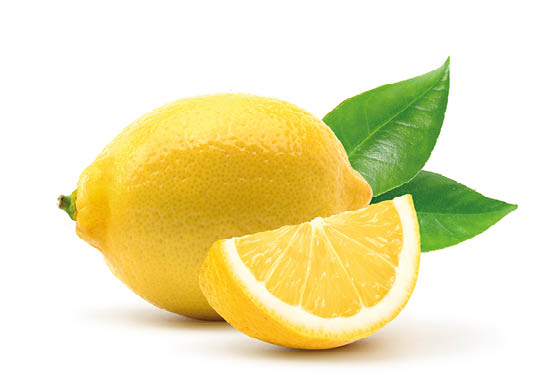 Lemon fruit with slice isolated on white background. 