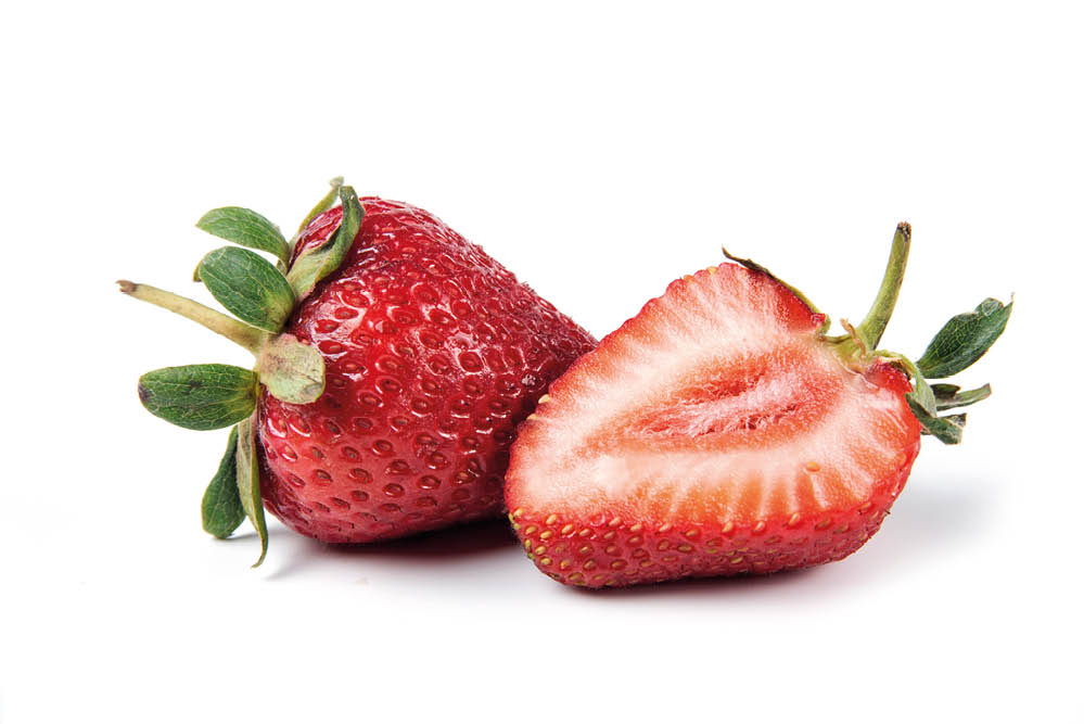 Red fresh strawberries with green leaves. High quality photo