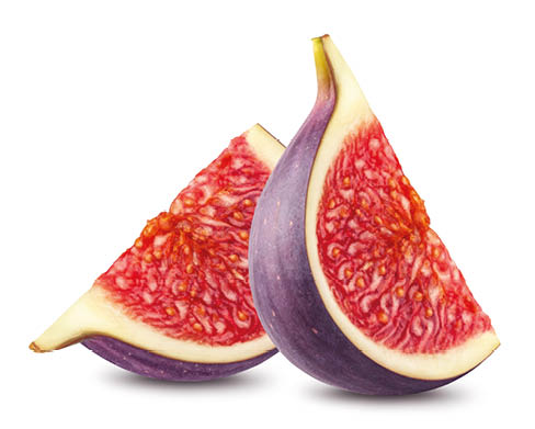 Two fig slices isolated on white background.