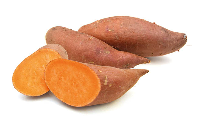 Sweet potato on the white background 