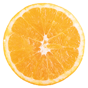 Slice of fresh orange isolated on white background.