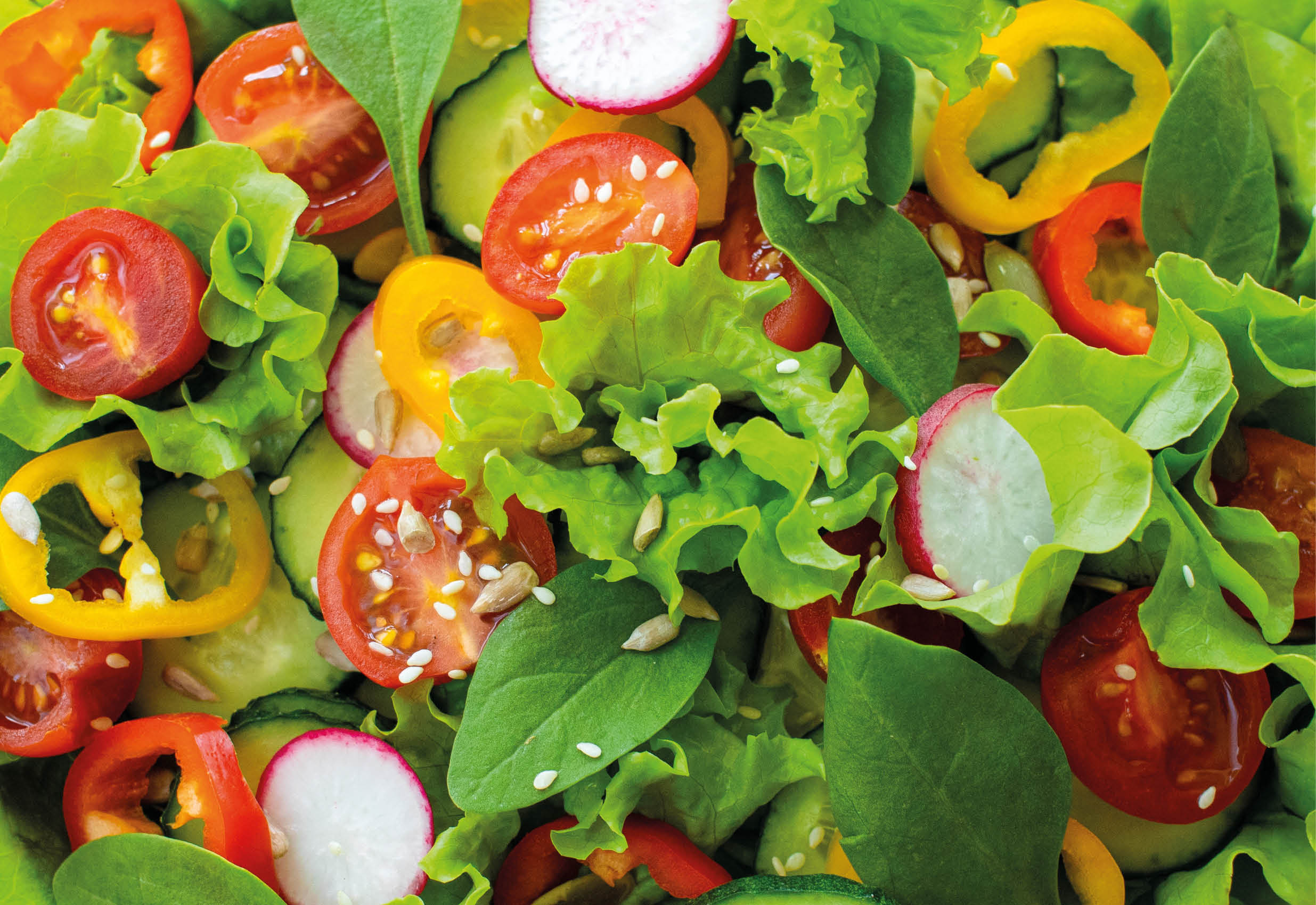Fresh vegetable salad. Healthy food. Healthy eating concept. Top view close up 