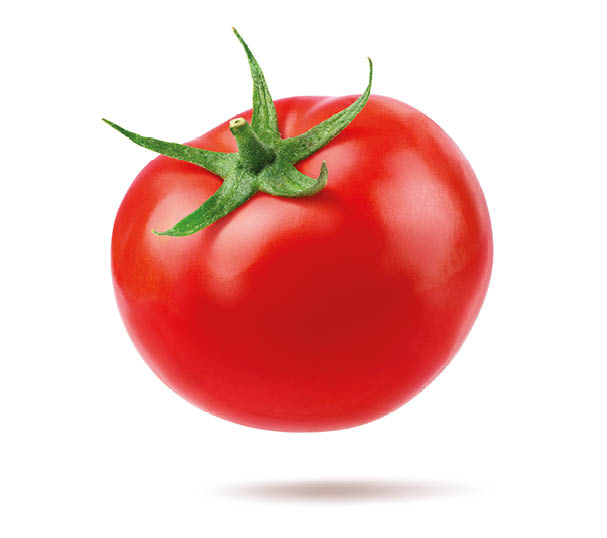 Fresh juicy red Tomato isolated on white background. Clipping path.